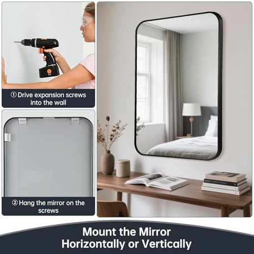 Black Bathroom Mirror for Over Sink, Modern Decorative Vanity Mirror for Living - Image 5