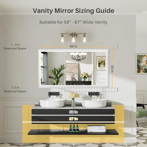 Briivue Bathroom Wall Mirror, 55x30 Inch - Image 2