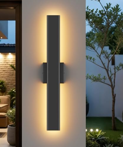 Aipsun 23.6" LED Outdoor Wall Light, Modern Black Exterior Lighting Fixture - Image 2