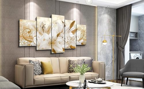 LUDUHU Golden Orchid Flowers Canvas Print - Image 3