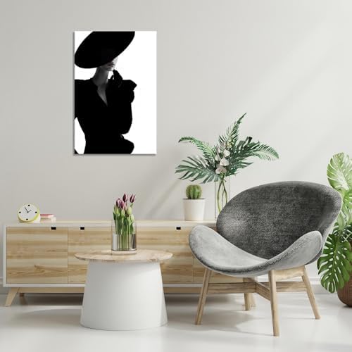 Trendy Magazine Cover Poster Black And White Fashion Women Canvas Wall Art - Image 4
