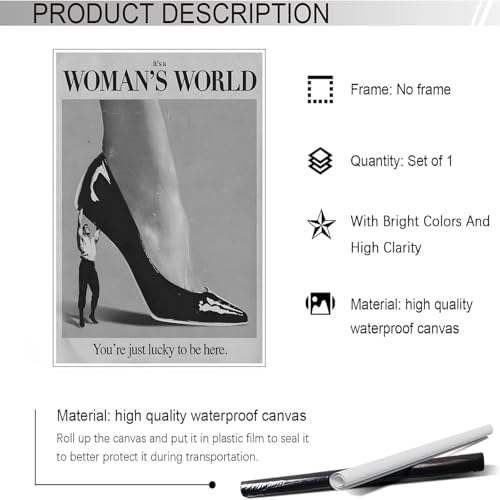 Retro This Is A Woman Is World Poster Feminist Canvas Wall Art Modern Black And - Image 2