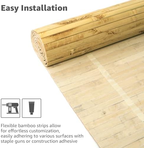 Art3d 48 x 96 in Pole Wrap Natural Bamboo Wall Panel, Light Burned - Image 6