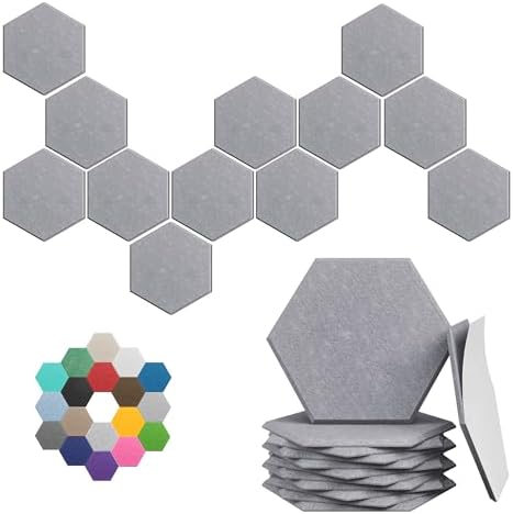 Hexagon Acoustic Panels, 12 Pack Self-Adhesive Sound Panels by UNECHOACOUSTIC