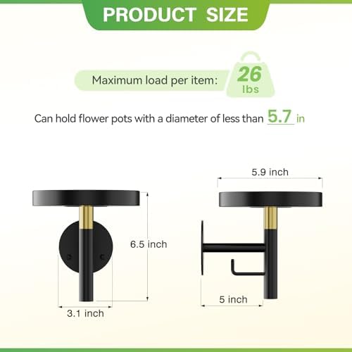 DELLAN Wall Plant Holder, 3 Pack Metal Stand - Image 2