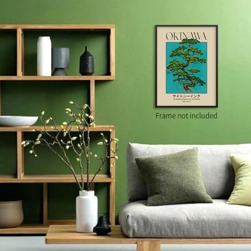 enttgo Japanese Canvas Wall Art Okinawa Prints Retro Japanese Bonsai Tree - Image 4