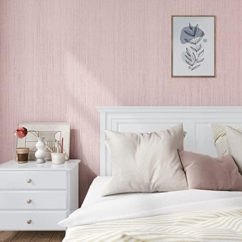 VEELIKE Blush Pink Grasscloth Wallpaper Textured Peel and Stick Pink Linen - Image 2