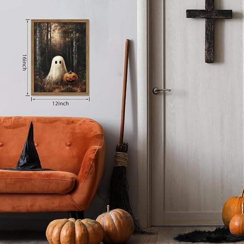 Framed Vintage Halloween Ghost Wall Art, Cute Ghost - Image 4