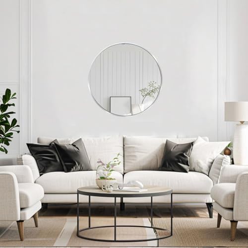 18 inch Round Silver Mirror, Circle Mirror, Brushed Nickel - Image 5