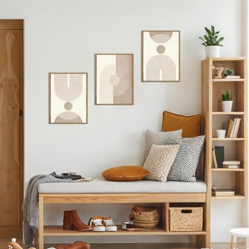 BINCUE Neutral Abstract Wall Art Boho Geometric Wall Decor Mid Century Modern - Image 4