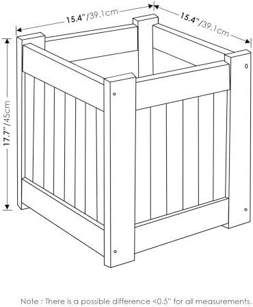 Furinno TIOMAN Planter Box, Hardwood Flower Box, Cube Garden Box, in Teak Oil - Image 3