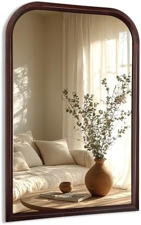 Bathroom Mirror for Wall, Arched 24 x 36 inch Vanity Dark Brown Mirror by Culer