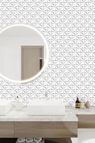 3D Flat Visual Effect Wallpaper Peel and Stick 23.6"x196.8" White Diamond - Image 5