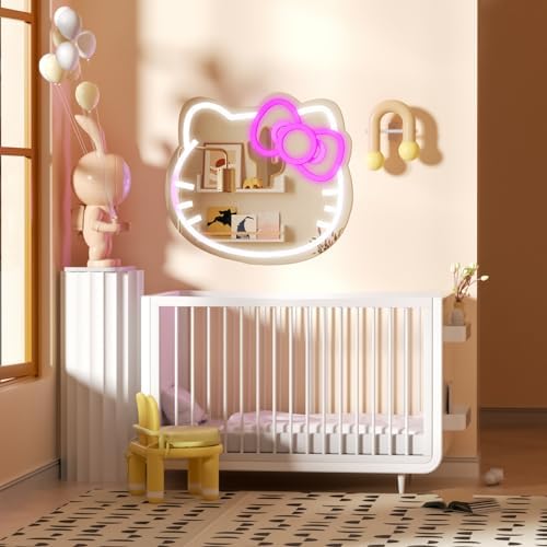MCJSGSP Anime Hello Kit Cat Neon Sign Mirror L16.1 W14 Vanity Mirror - Image 6