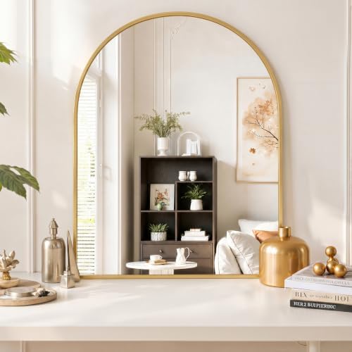 Arched Wall Mirror 38x30 Inch Gold Bathroom Vanity Mirror - Image 6