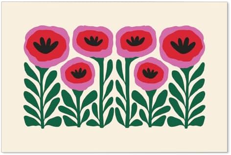 Heltrappe Pink and Green Flower Poster Vintage Nature Abstract Botanical Wall by Heltrappe