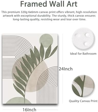 HesenDot 40x60CM Sage Green Boho Wall Art, Botanical Geometric Framed Canvas - Image 4
