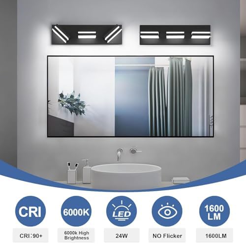 Modern LED Small Black Acrylic Bathroom Lights Fixtures 3-Light - Image 5