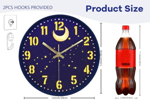 12" Analog Wall Clock, Silent Battery Operated Clock - Image 3