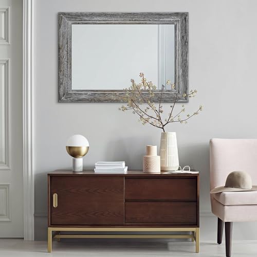 Large Rustic Wall Mirror with Wood Frame Farmhouse Rectangle Mirrors 26"x18" - Image 3