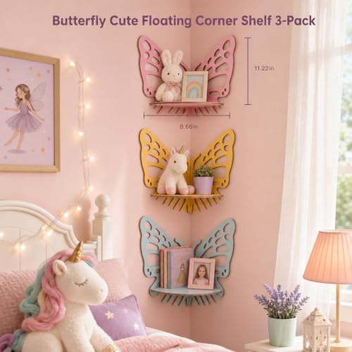 Butterfly Cute Floating Corner Shelf Wall Display Rack - Image 3