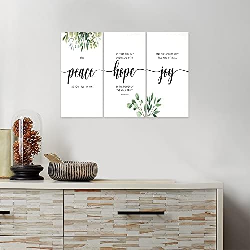 3 Piece Inspirational Wall Art, Quotes Peace Hope Joy Canvas Print - Image 4