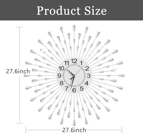 Large Wall Clock Metal Decorative Wall Clocks Silent Non-Ticking, Bling Shining - Image 4