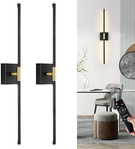 36 Inch Black Battery Operated Wall Sconce Set of Two by Morauroral