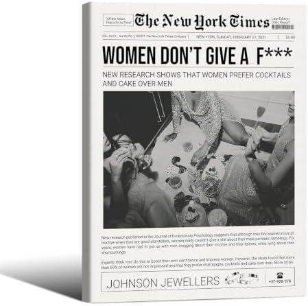 Vintage Black And White Wall Art 16x20in Wooden Framed Trendy Girly Newspaper by Unknown