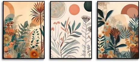 LYPHNX Boho Burnt Orange Botanical Floral Canvas Wall Art Abstract Terracotta by Unknown