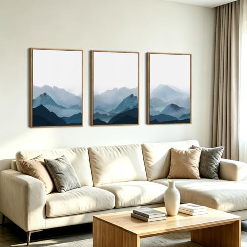 BINCUE Large Blue Mountain Wall Art Fog Blue Ridge Mountains Artwork - Image 2