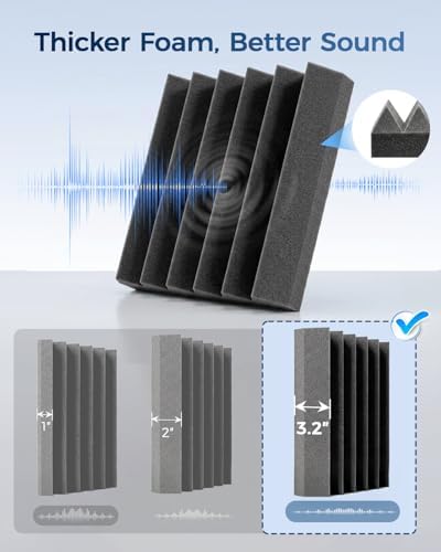 GUERRI 24 Pack Acoustic Foam Panels 12" x 12" x 3.2" Wedges Design Sound Proof - Image 4