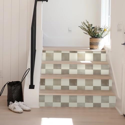 Ismoon Checkered Wallpaper Peel and Stick Neutral Mosaic Checkered Contact - Image 6