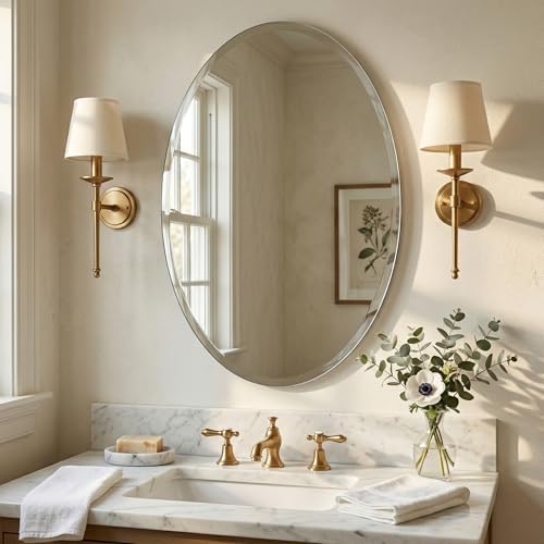 20x28 Inch Oval Frameless Bathroom Mirror - Image 2