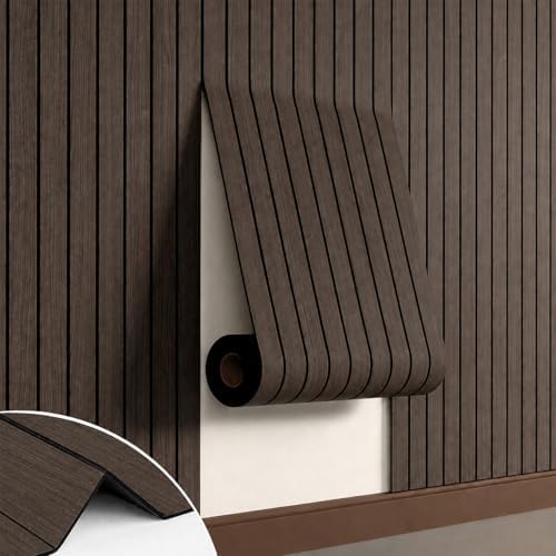 Peel and Stick PVC Slat Wall Panel, 3D Faux Smoked, 15.8" x 118" by SmartSolutionsforHome