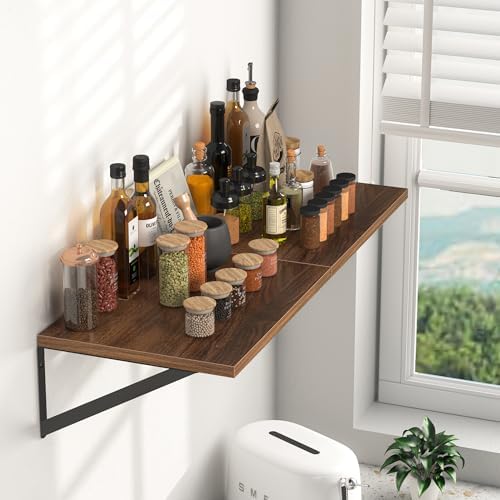 Heimlove 16W x 12D Deep Floating Shelves Set of 2 Walnut - Image 5