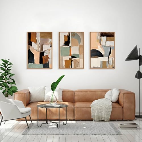 LHIUEM Large Abstract Color Block Framed Canvas Wall Art Set, Colorful Brush - Image 2