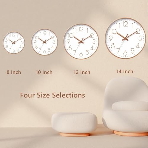 DAXSMY Wall Clock 12 Inch Rose Gold Decorative, Battery Operated Silent - Image 6