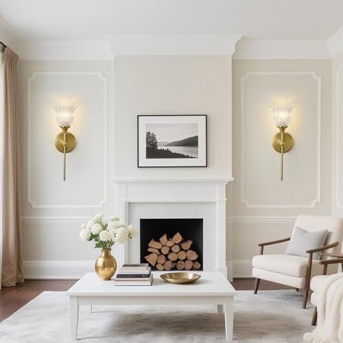 Modern Wall Sconces with Clear Flower Glass Shade 1 Pack, Mid Century Bathroom - Image 6