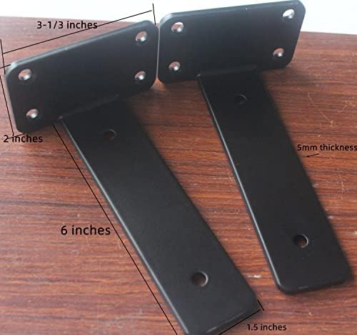 24 Pack - 6 inch Black Hidden L Shelf Bracket Iron Floating Shelf Brackets - Image 2