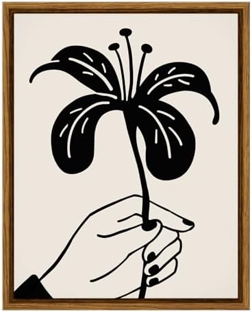 VIYYIEA Black Flower Wall Art Minimalist Hand Line Drawing 8x10 Inch by VIYYIEAART