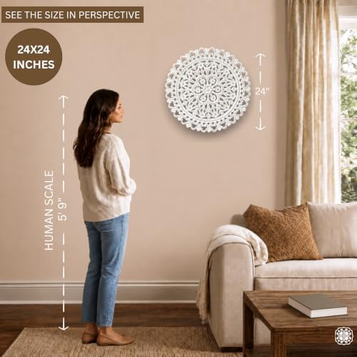 JFY Designs Donna Hand Carved Wood Medallion Wall Panels Bedroom Décor - Image 4