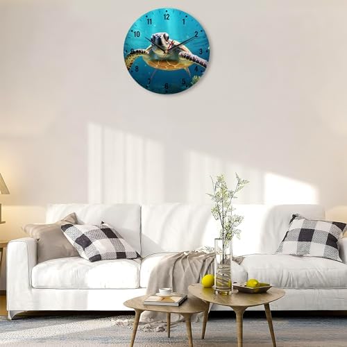 SPUNKER Wall Clocks, Sea Turtle Wall Clock Battery Operated 10 Inch, Ocean - Image 6