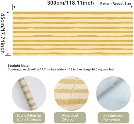 Yellow Stripe Irregular Wallpaper Peel and Stick Wallpaper Wall Paper Self - Image 2