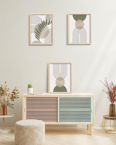 Boho Sage Green Framed Wall Art, Abstract Canvas Prints - Image 4