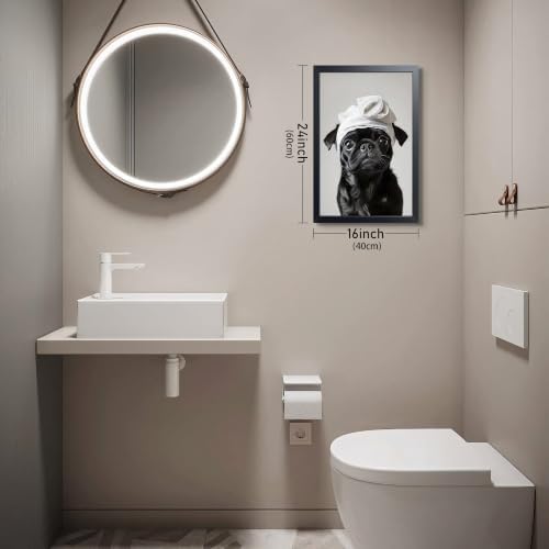 Funny Pug Bathroom Wall Art, Cute Dog Bath Canvas Print Poster, Farmhouse - Image 4