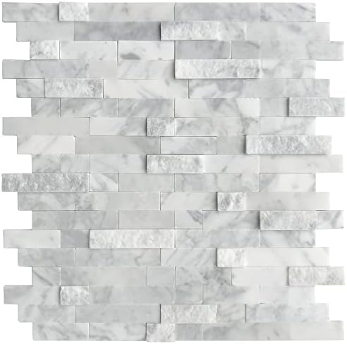SUNWINGS 5-Sheet Peel and Stick Mosaic Natural 3D Stone Self Adhesive Marble by Sunwings
