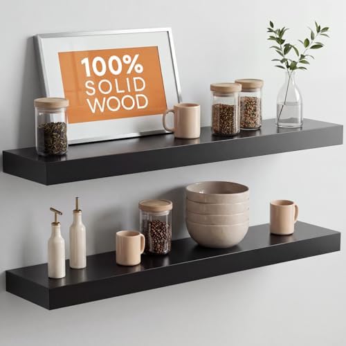 Homeforia 30 Inch Floating Shelves, High-End Solid Pine Wood by Homeforia