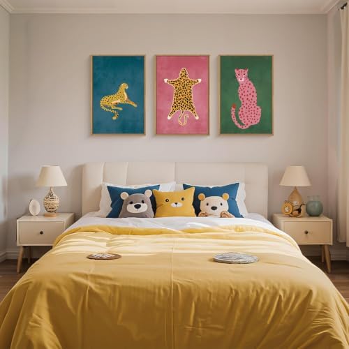 Large Boho Cheetah Animals Framed Canvas Wall Art Set -24"x36"x3 - Image 4