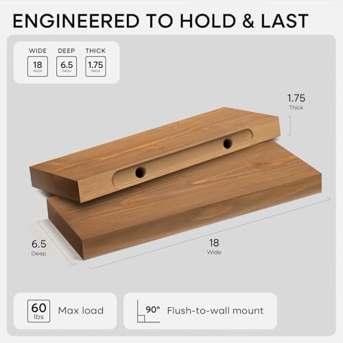 Homeforia 18 Inch Floating Shelves, High-End Solid Pine Wood - Image 2